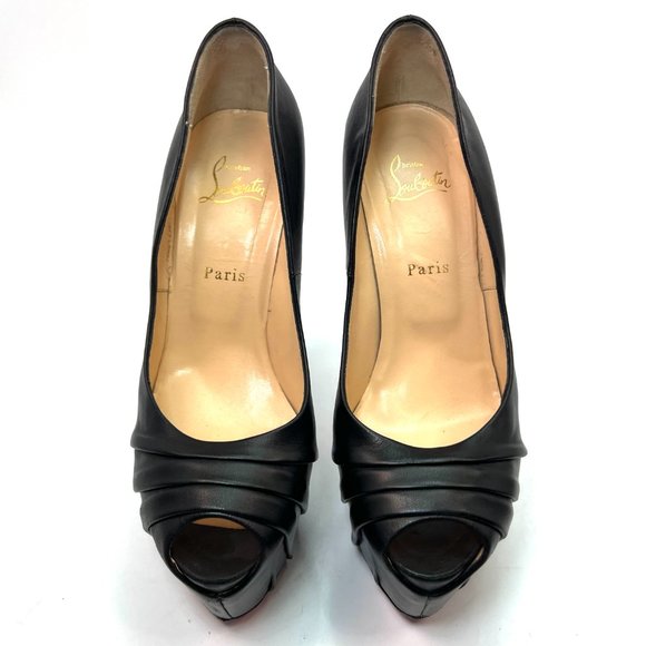 Christian Louboutin Drapesse 160 Black Leather Heels 40.5 - Picture 5 of 11